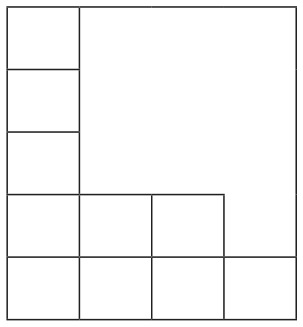 A square figure with small squares along the left side and the bottom.