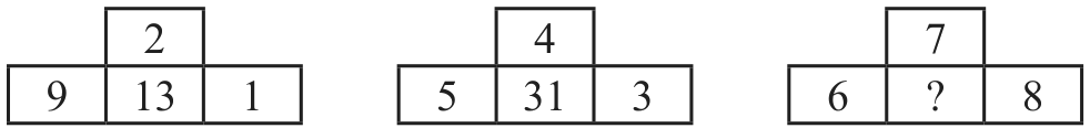 वर 2, खाली 9, 13, 1; वर 4, खाली 5, 31, 3; वर 7, खाली 6, ?, 8.
