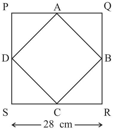 Square PQRS with midpoints A, B, C, D joined to form a square.